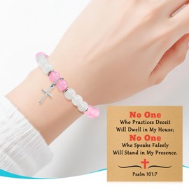 Bible Verse Bracelets with Cards Christian Jewelry Religious Gifts for Christian Easter Prayer Scripture Gift Inspirational Beaded Bracelets for Sister Coworkers Daughter Encouragement Birthday Gift