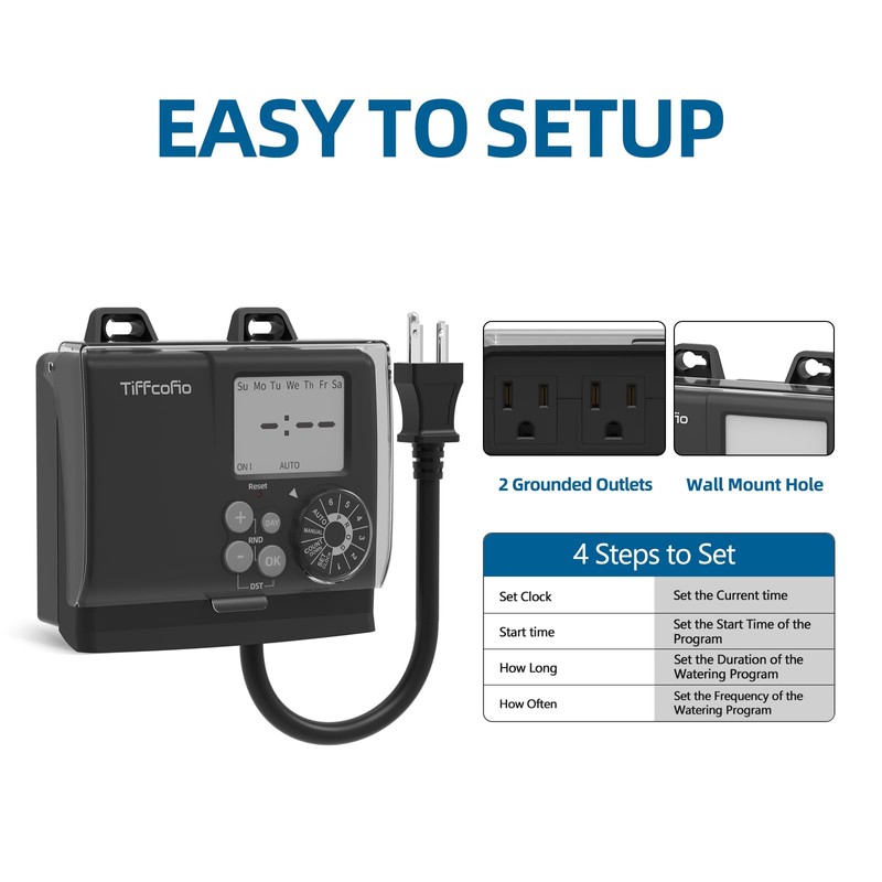 TiFFCOFiO New Digital Outdoor Timer Waterproof, Dial Programmable Method, Outdoor