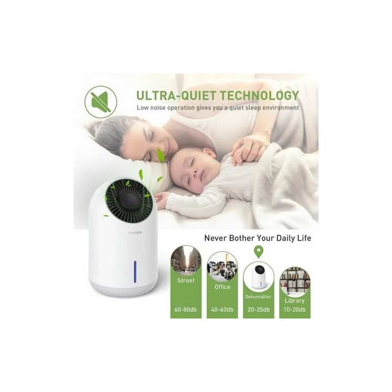 vavsea Mini Compact Portable Dehumidifier 1500ml (322 sq ft) UL