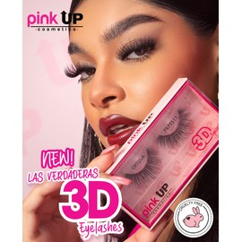 PINK UP | 3D Eye Lashes | Pestañas Postizas | Fibras de cabello sintético | Se adaptan perfecto a la forma de los ojos | Reutilizables Modelo Ariel | PKPES01