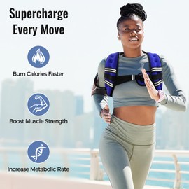 Zeerun Weighted Vest for Women & Men with Reflective Stripe and Adjustable Buckle, Comfortable & Durable Rucking Vest for Walking, Running & Strength Training, 8LBS-Blue