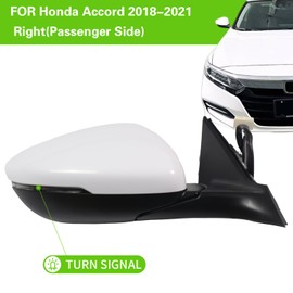 Liizoo Side Mirror for HONDA ACCORD 2018-2022 Car Door Mirror Fits for HONDA ACCORD 2018-2022 Right Passenger Side | Power | Heated |Lamp|BSM |HO1321330| White (RH)-8 Wires