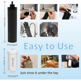 Water Filters Replacement for Berkey, 4 Pack Black Purification Elements for BB9-2 Gravity Filtration System