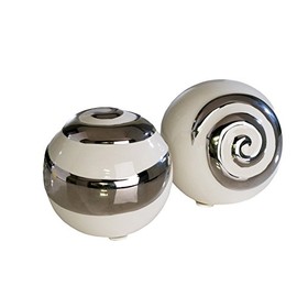 Modern Decorative Spheres Ceramic white/silver Diameter 6 cm (2 Pieces)