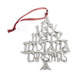 USA Handmade Indiana IN Indianapolis Christmas Ornament Pewter