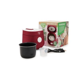 GreenLife Digital Rice Cooker, 2-Cups Uncooked/4-Cups Cooked, Removable Nonstick Ceramic PFAS-Free Pot, One-Touch Presets, Oats, Quinoa, Brown Rice, Auto Keep Warm, Fuzzy Logic Tech, 1.5 QT, Red