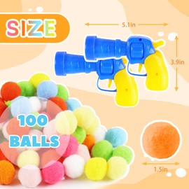 QUQOQO Cat Toy Balls with 2 Launcher, 100 Cat Pompom Balls, Interactive Kitten Self Play Cats Toys for Indoor, Silent Cat Fetch Toy Plush Ball, Active Cat Exercise Toys Training Playing