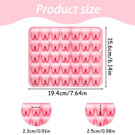 Tooth Shaped Silicone Ice Mold Trays, Pink, 35 Cavities Each, Set of 2