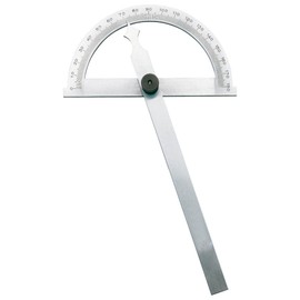 Dönges Degree Gauge 120 x 150 mm | Measuring Range 0-180° | Polished & Matt Chrome-Plated in Case | Protractor Metal with Scale & Locking Screw for Industry, Crafts & Hobby