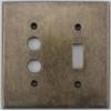 Aged Antique Brass 2 Gang Combination Switch Plate - 1