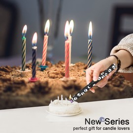 SUPRUS Electric Candle Lighter USB Type C Rechargeable Lighter with Upgraded LED Battery Display Safety Switch Flameless Plasma Windproof for Candle Cooking BBQs Fireworks (Skull)