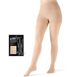 VARCOH Compression Leggings Women's Lipedema, Compression Stockings Class 2 Men, Support Tights, Medical Compression Tights Suitable for Pregnancy, Varicose Veins (Beige, XXL)