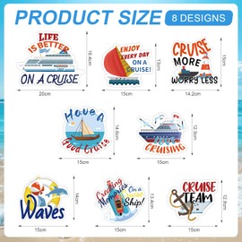 8pcs Cruise Door Magnets, Waterproof Cruise Ship Door Decorations Magnetic Funny Cruise Door Decor Magnet Stickers Gifts for Refrigerator Cabins Carnival Door Signs Car Computer