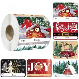 Christmas Gift Tags Stickers,250 Pcs Christmas Name Tags Self Adhesive Gift Stickers,Vintage Christmas Presents Labels for Envelopes Bags Cards Boxes Package (Style 1)