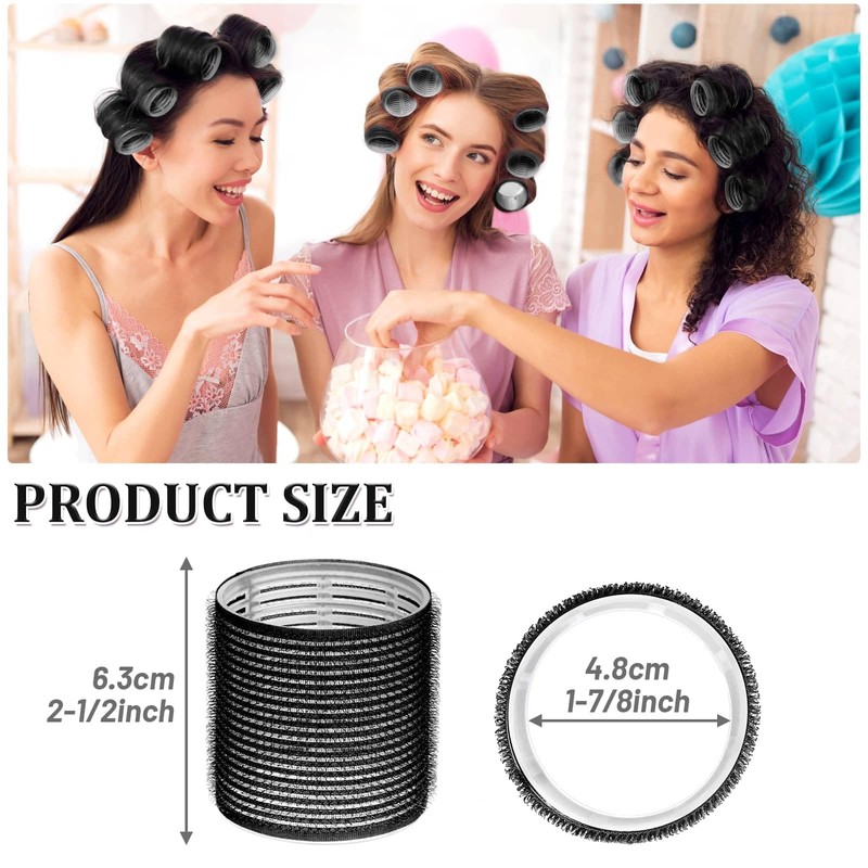 Big Self-Grip Hair Curlers Rollers with Stainless Steel Duckbill Clips