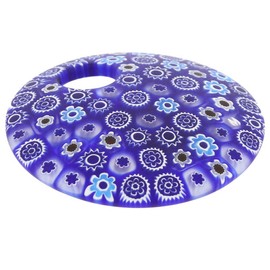 GlassOfVenice Women's Murano Glass Blue Pendant- Large Round