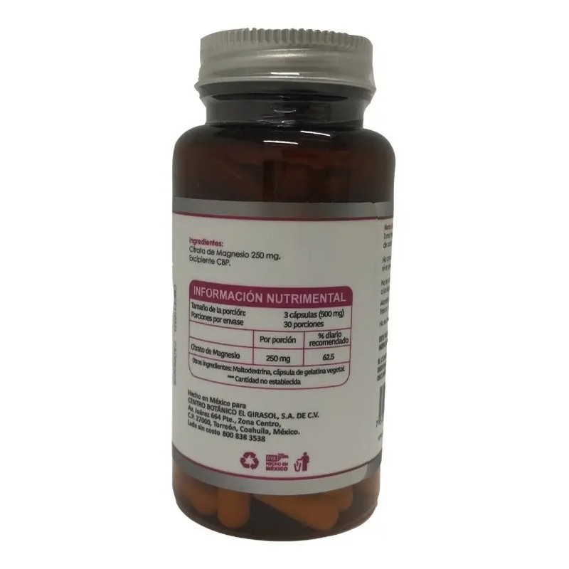 Citrato De Magnesio 250mg C90 Caps