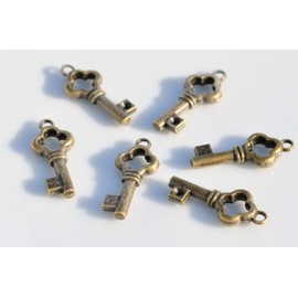 Wholesale Charms Set 50 Tiny Skeleton Key Bronze Tone Charms Jewelry Making Supply Pendant Keychains Bracelet DIY Crafting