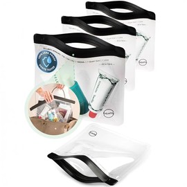 3 x Aeroplane Bags Liquids Cosmetic Bag Transparent - 1 L Worldwide Approved Hand Luggage - 100% Leak-Proof Zip Bag Ogato