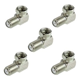 Eledabra F Type Right Angle 90 Degree Male to Female Cable Connector Coax Adapter Pack of 5