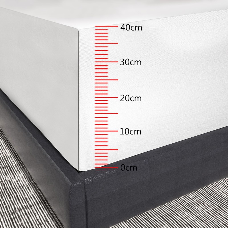 wyewye Single Fitted Sheet, White, 90x190 cm with 40 cm
