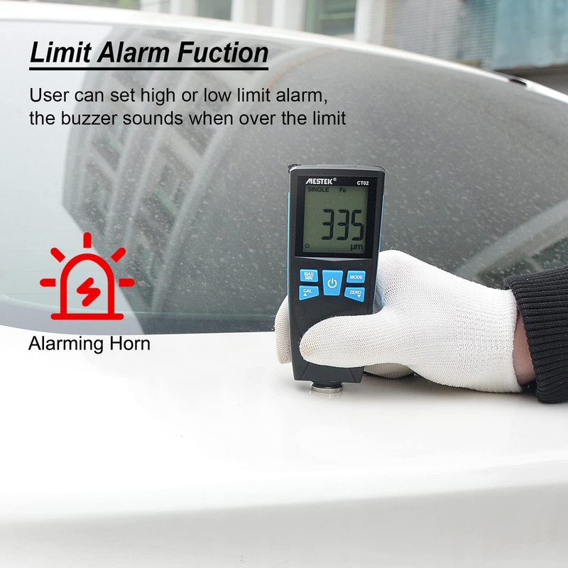 MESTEK Paint Thickness Meter 0-1500um with LCD Display 2 Measuring