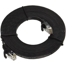 Monoprice - 109551 Cat5e Ethernet Patch Cable - Network Internet Cord - RJ45, Flat,Stranded, 350Mhz, UTP, Pure Bare Copper Wire, 30AWG, 14ft, Black