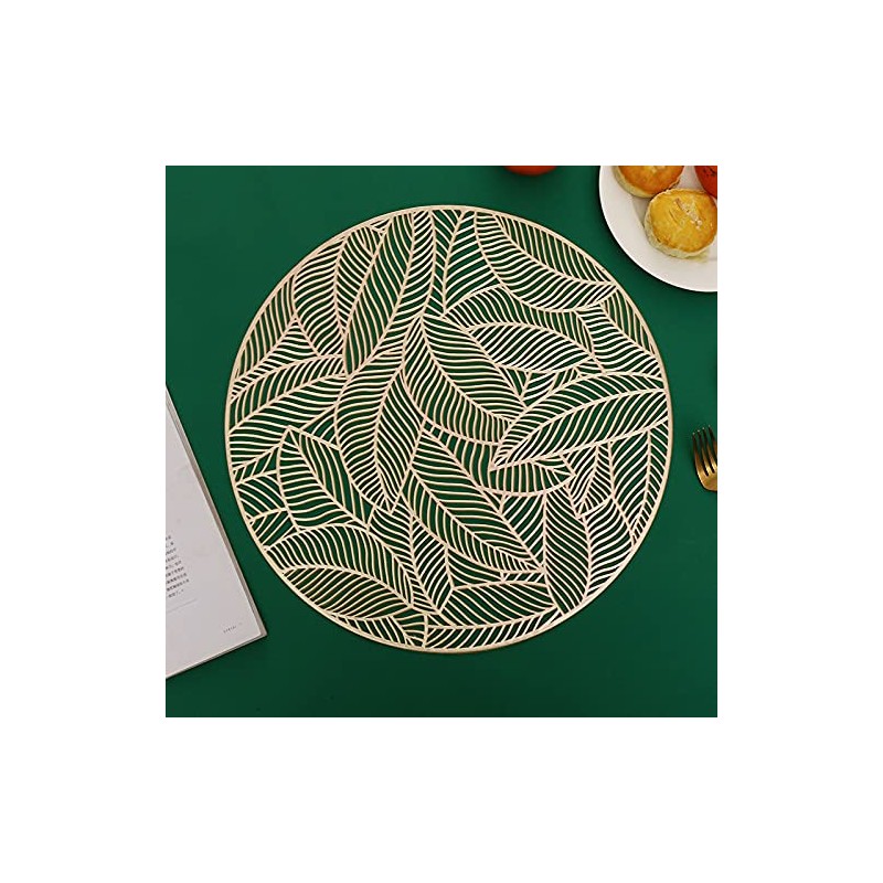 Hosoncovy 4 Pack Leaf Decorative Placemats PVC Placemats Hollow Dining