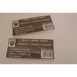 SHIELD 100 Sleeves 3" x 7" for U.S BANKNOTE / CURRENCY SLEEVES / FREE SHIPPING.