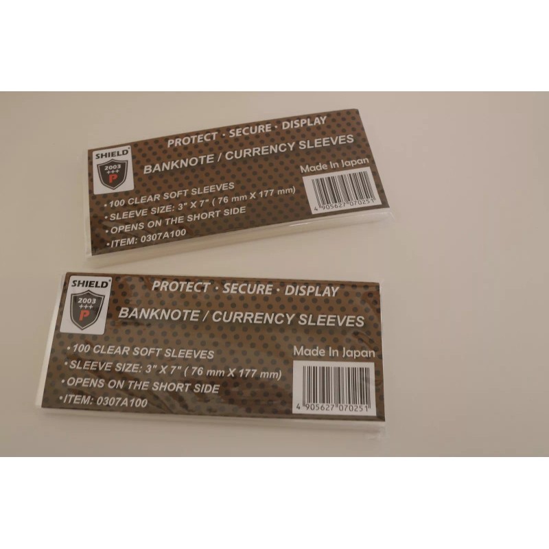 SHIELD 100 Sleeves 3" x 7" for U.S BANKNOTE /