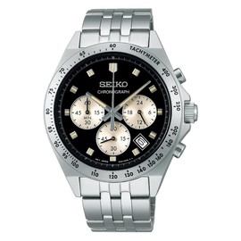 Seiko Selection S Series Neo Vintage Men's Quartz Chronograph, Dial: Black, Bracelet Type