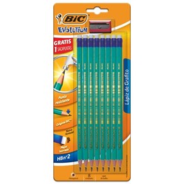 BIC Evolution Original, Erasable HB Graphite Pencils with Eraser and Ultra Resistant Lead, Environmentally Friendly, Pack of 8