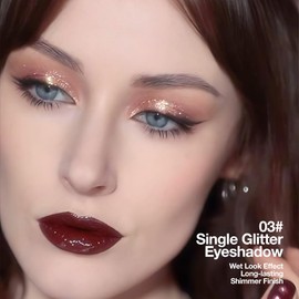 CAKAILA Single Rose Gold Glitter Shimmer Eyeshadow,Bright High Pigment Intense Monochrome Eye Shadow,Buildable Sparkly Eye Glitter Shimmer Finish,24 Hour Eye Makeup Longwear Waterproof,Blendable