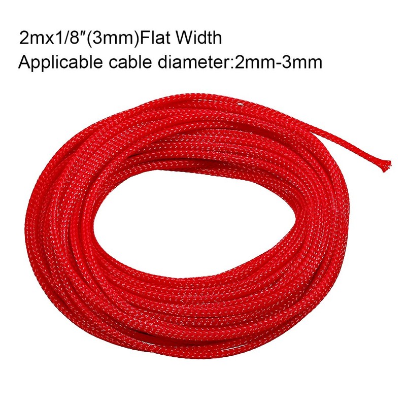 sourcing map PET Stretchy Braided Sleeve, 1/8 Inch (3 mm)