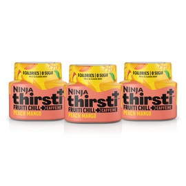 Ninja Ninja Thirsti Flavored Water Drops, FRUITI CHILL+ Peach Mango, Bold Fruit Flavor with Caffeine,Sparkling or Still, Zero Calories, Zero Sugar, Makes 17, 12oz drinks, 3 Pack, WCFPCMGAM