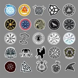 AUCEKO Pack of 50 Viking Stickers Pack Totem Sticker Set Waterproof Vinyl Stickers for Laptop Children Cars Motorcycle Bicycle Skateboard Luggage Suitcase Computer Sticker Graffiti Decal