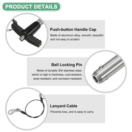 M METERXITY 2-Pack T Handle Lock Pins, 5/16"(8mm) Dia. 2-3/4"(70mm) Usage Length Push-Button Quick Release Locking Pins W Lanyard Cable for Speaker/Aviation/Gym/Machine [304 Stainless Steel]