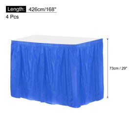 sourcing map 4 Pack Dark Blue Plastic Table Skirts, 29 in x 14 Ft Table Skirts for Rectangle Tables, Disposable Table Covers for Birthday Wedding Party