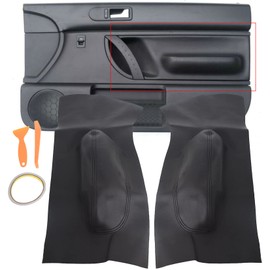 SEBLAFF 1Pair Black Door Panel Synthetic Leather Insert Cards Cover Replacement for Beetle 1998-2010