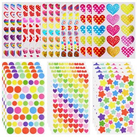 OSDUE 1814 PCS Stickers for Kids, 27 Sheets Assorted Colorful Reward Stickers for Toddlers, Star Stickers Bulk for Behavior Chart, Scrapbook Stickers for Kids, School Classroom Teacher Supplies