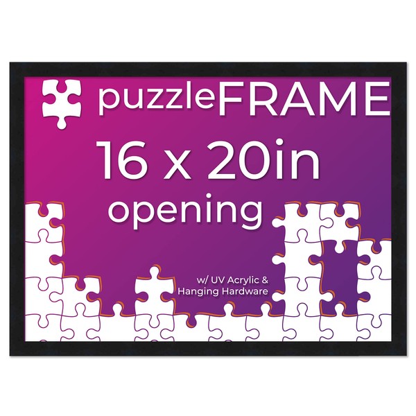 Poster Palooza 16x20 Frame for Jigsaw Puzzles - Wooden Black