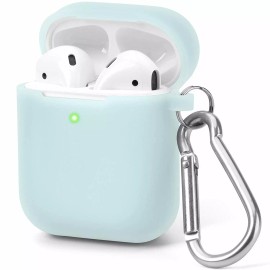 Bastex Waterproof Silicone Case Protective Cover for AirPods Agua Blue W/Clip