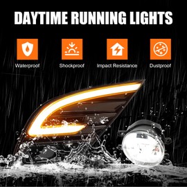 Fancemot LED Fog Lights White Daytime Running Lights (DRL) Amber Turn Signal Lights Blue Low Beam Lights Compatible with 2018-2020 8th Gen Toyota Camry SE XSE TRD