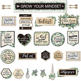 26 Pieces Growth Mindset Posters Bulletin Board Grow Your Mindset Positive Sayings Accents Set for Middle and High School Classroom or Home Decorations, Teachers and Students Bedroom Playroom Decor