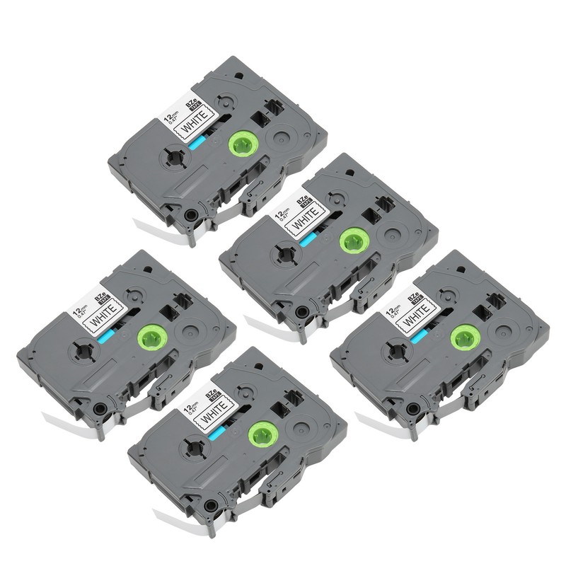 5 Pcs Label Maker Tape Black On White 12mm Width