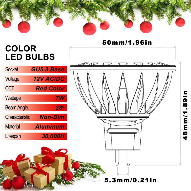 ALIDE Red MR16 GU5.3 Led Bulbs 5W,20W 35W 50W Halogen