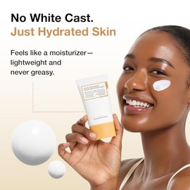 FULLY Rice Ceramide Moisture Sunscreen with Panthenol, SPF 50 Broad Spectrum, Korean Sunscreen for All Skin Types, No White Cast, Lightweight, Hydrati