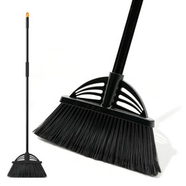 Xifando Heavy Duty Broom - 55 Inch Adjustable Long Handle Broom with EVA Soft Grip (Black)