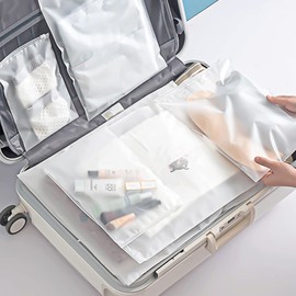 SULOLI 20PCS Travel Storage Bags Set, Reusable Saving Space Plastic Ziplock Seal Clothes Bags Frosted Waterproof Multifunctional Luggage Storage Pouch for Clothes, Shoes, Cosmetics