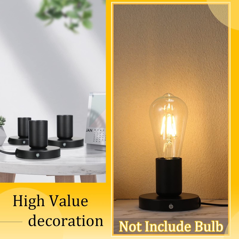 Tuanse 2 Pcs Polished Metal Desktop Lamp Base E26 E27
